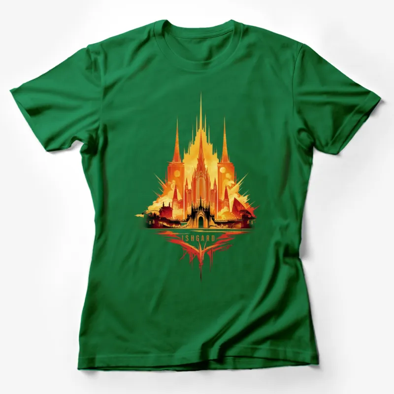 Fantasy Castle T-Shirt, Epic Medieval Fortress Graphic Tee, Asgard Inspired, Unique Gift Idea Female T-Shirt