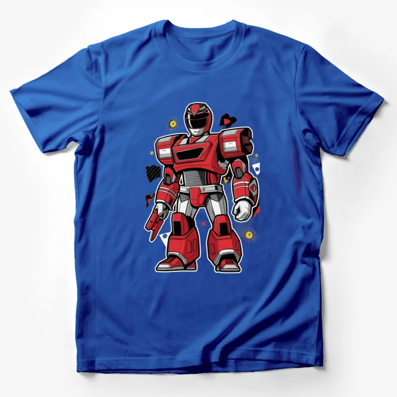 Red Robot Ranger T-Shirt, Kids Superhero Graphic Tee, Boys and Girls Casual Top Male T-Shirt