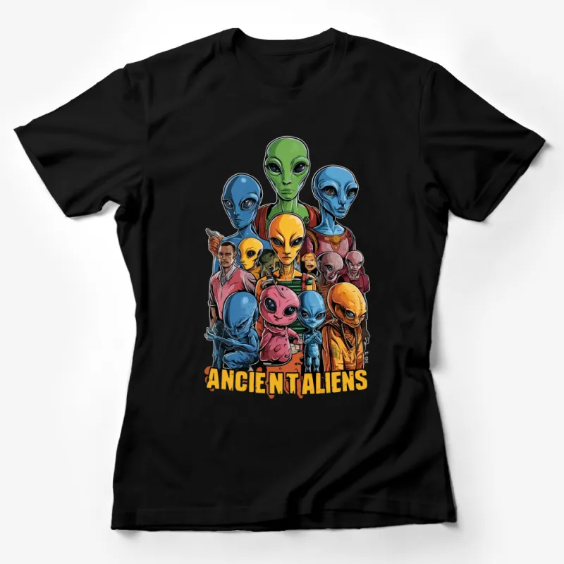 Alien T-Shirt, Colorful Ancient Aliens Graphic Tee, Unisex Sci-Fi T-Shirt, Extraterrestrial Creature Shirt Female T-Shirt