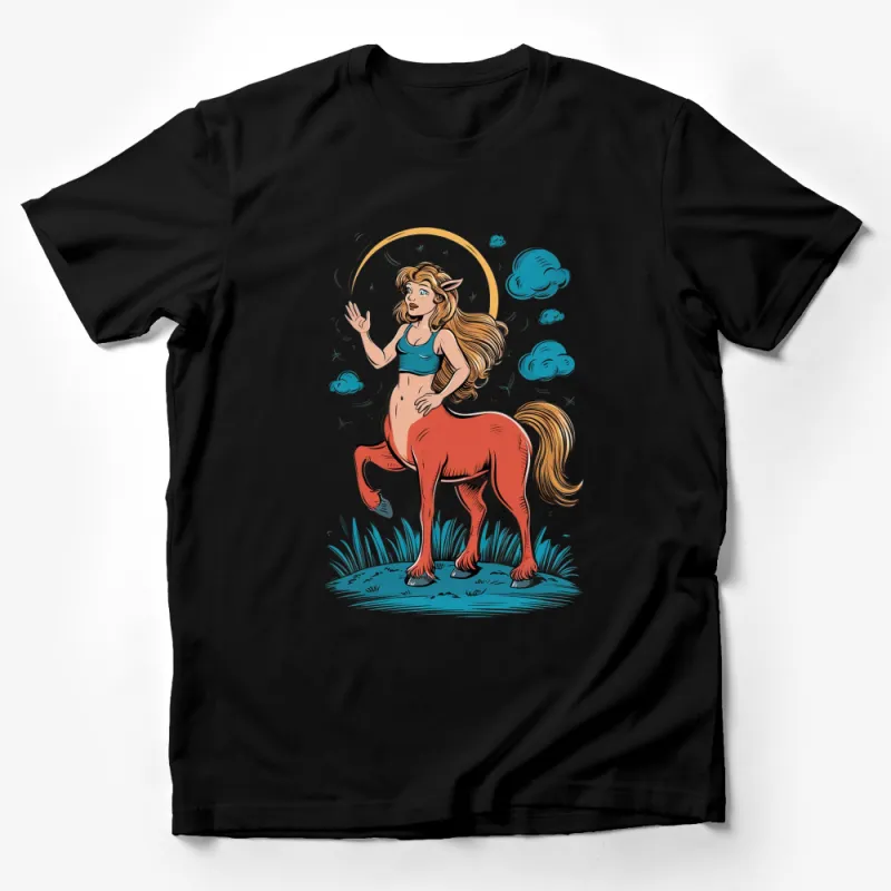 Centaur Fantasy Art T-Shirt, Magical Creature Graphic Tee, Mythology Inspired Casual Wear Male T-Shirt