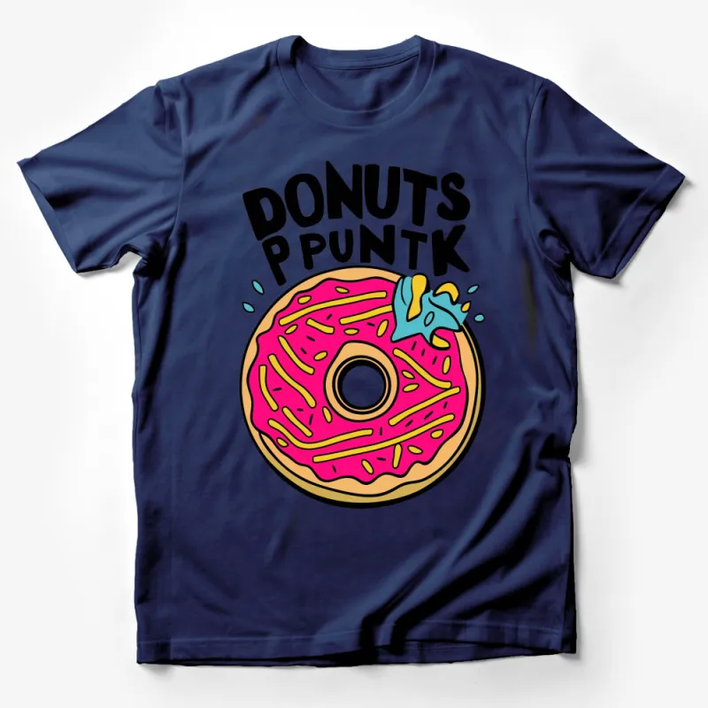 Colorful Donuts P Unk T-Shirt, Unique Donut Graphic Tee, Street Style Fashion, Vibrant Summer Top Male T-Shirt