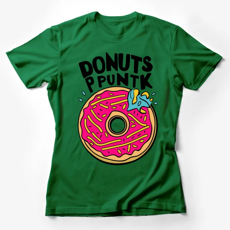 Colorful Donuts P Unk T-Shirt, Unique Donut Graphic Tee, Street Style Fashion, Vibrant Summer Top Female T-Shirt