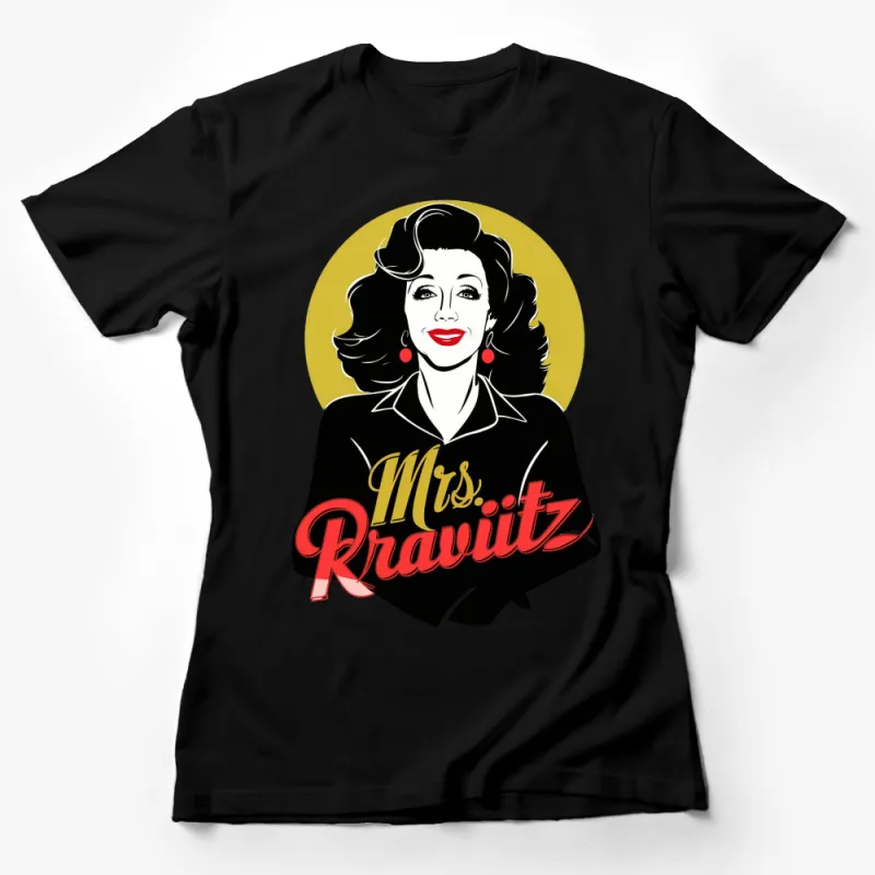 Vintage Style Mrs. Kravitz T-Shirt, Classic Retro Pop Art, Bold Black and Yellow Graphic Shirt Female T-Shirt