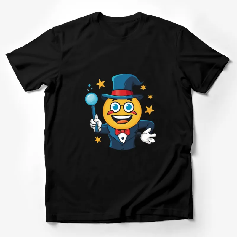 Cartoon Magician Emoji T-Shirt, Funny Wizard Character Tee, Kids and Adults Magic Top Male T-Shirt