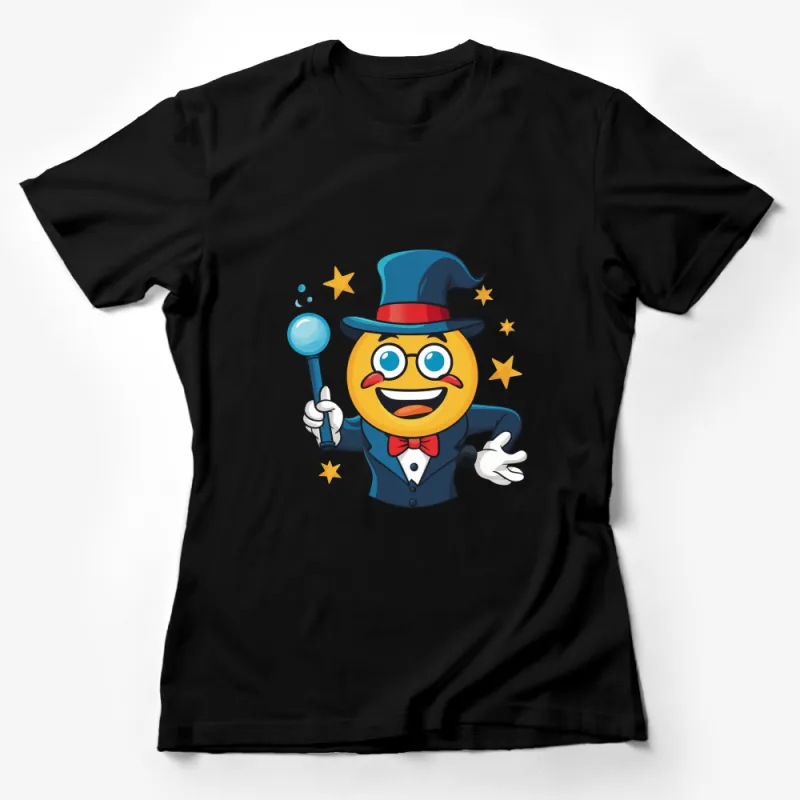 Cartoon Magician Emoji T-Shirt, Funny Wizard Character Tee, Kids and Adults Magic Top Female T-Shirt