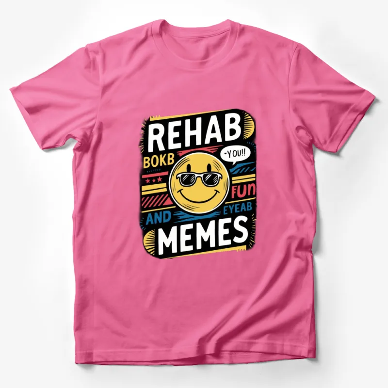 Rehab Book Bob Fun and Memes Graphic T-Shirt, Cool Emoticon Design Tee, Unisex Shirt Male T-Shirt