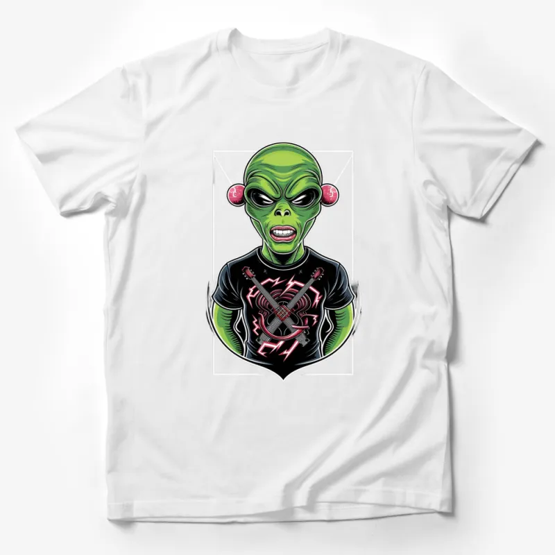 Alien Rock Star Graphic T-Shirt, Extraterrestrial Guitar Player, Cool Sci-Fi Music Lover Tee Male T-Shirt