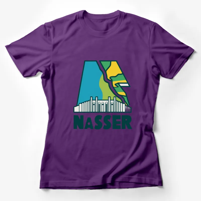 Nasser Graphic T-Shirt, Colorful Abstract Cityscape Design, Artistic Apparel Female T-Shirt