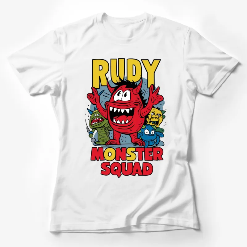 Rudy Monster Squad Colorful T-Shirt, Cartoon Monsters Graphic Tee for All Ages Female T-Shirt