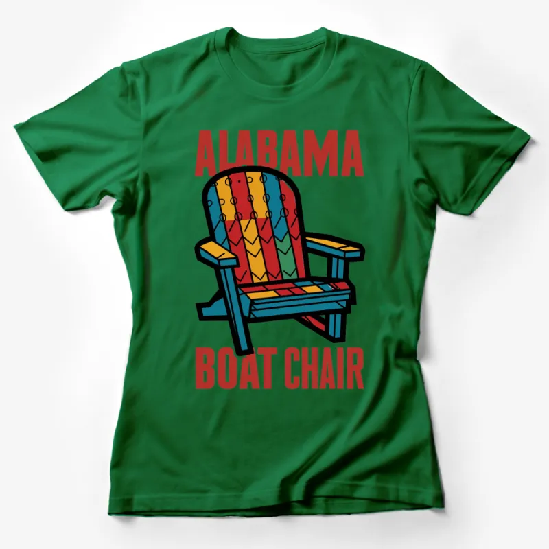 Alabama Boat Chair Graphic T-Shirt, Colorful Adirondack Chair Design, Casual Summer Top Female T-Shirt