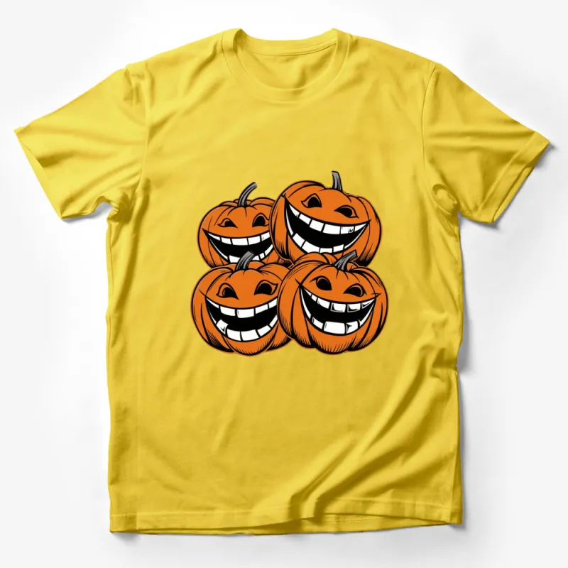 Halloween Pumpkin T-Shirt, Spooky Smile Jack-o'-Lantern Tee, Unisex Fall Shirt, October Scary Costume Apparel Male T-Shirt