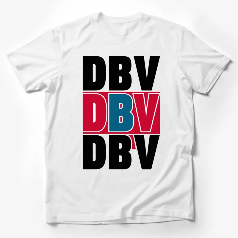 Graphic T-Shirt with Bold DBV Logo, Modern Design Tee in Red and Blue Male T-Shirt