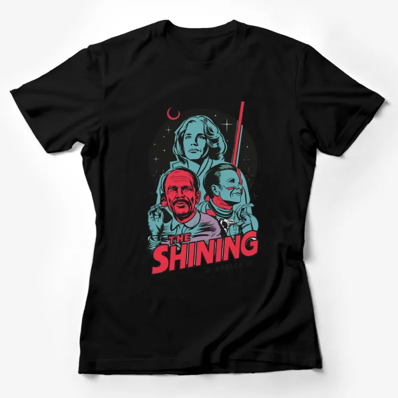 Retro Sci-Fi Apollo 11 and The Shining Movie Mashup T-Shirt, Vintage Space Horror Tee, Unique Graphic Design Shirt Female T-Shirt