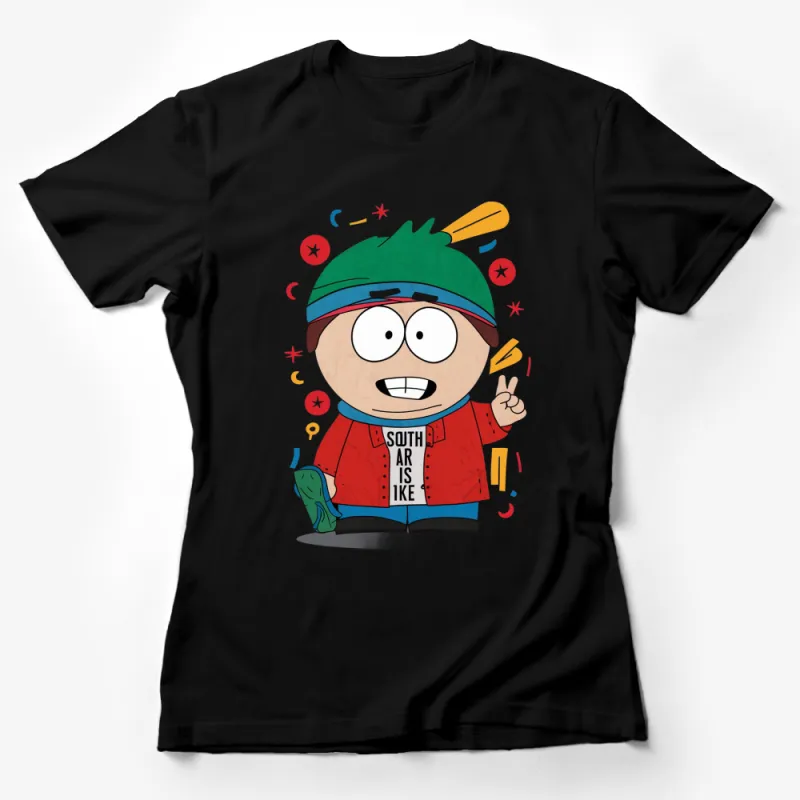 South Park Inspired Cartoon Character T-Shirt, Funny Animated Red Shirt, Unique Gift for Fans Female T-Shirt