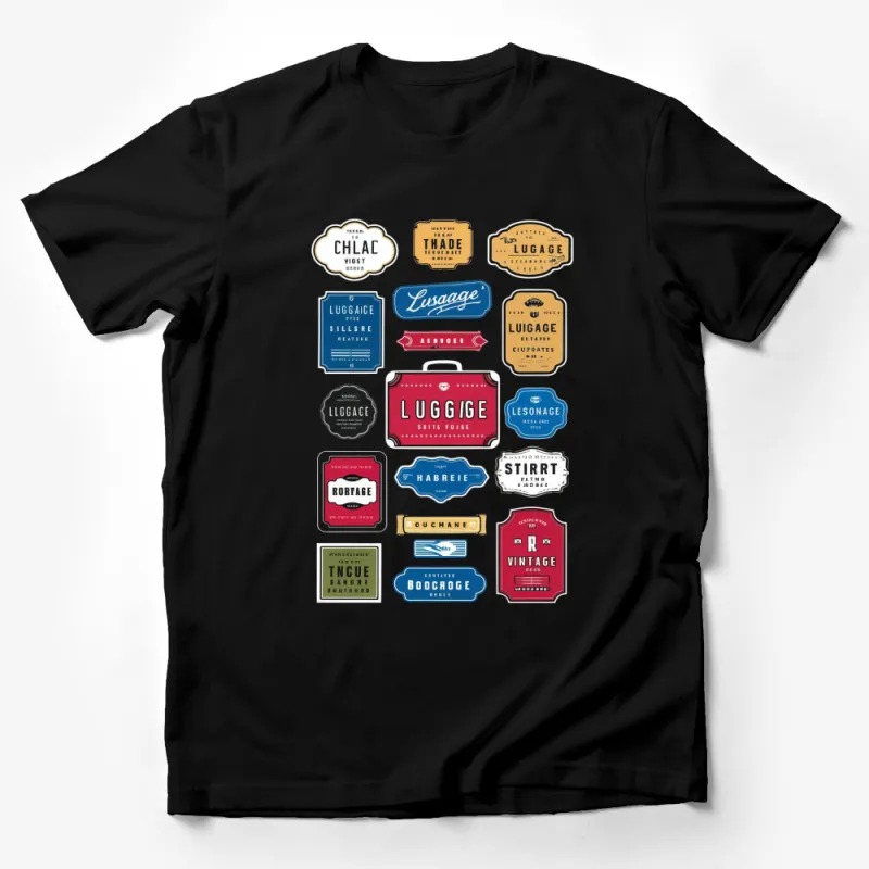 Vintage Travel Tag Design T-Shirt, Retro Luggage Label Graphic, Unique Airport Code Fashion Top Male T-Shirt