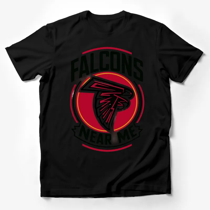 Falcons Near Me Sports Team Logo Red and Black T-Shirt, Unisex Casual Tee for Fans Male T-Shirt