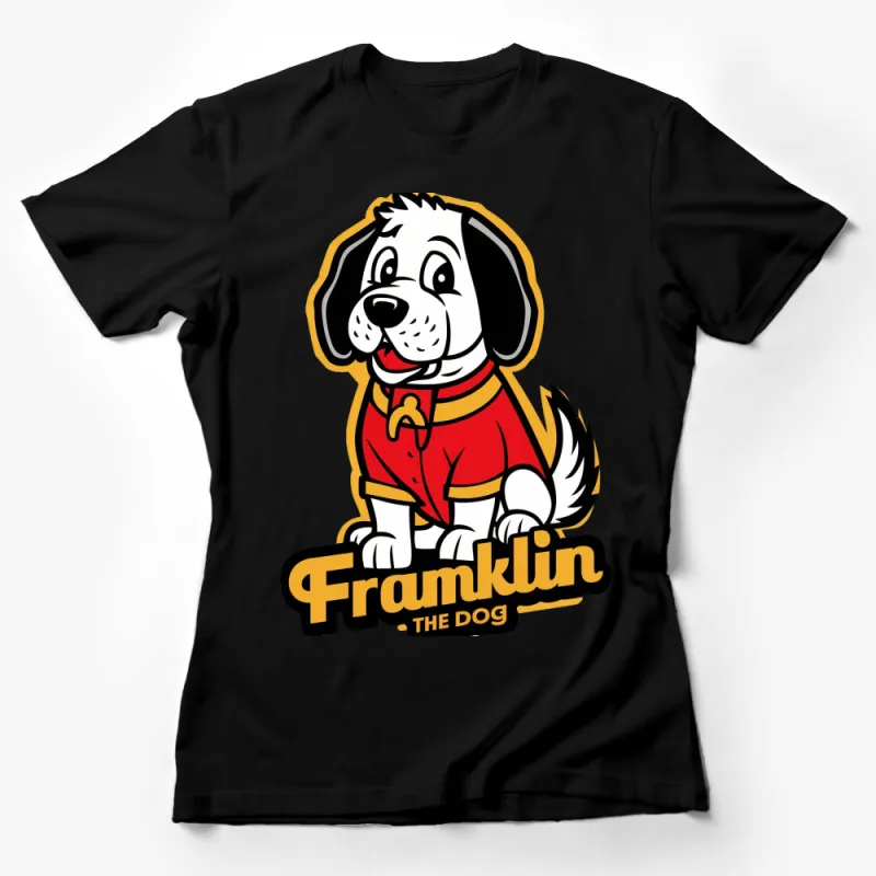 Cute Dog Cartoon T-Shirt, Franklin The Dog Graphic Tee, Kids and Adults, Fun Animal Shirt Female T-Shirt