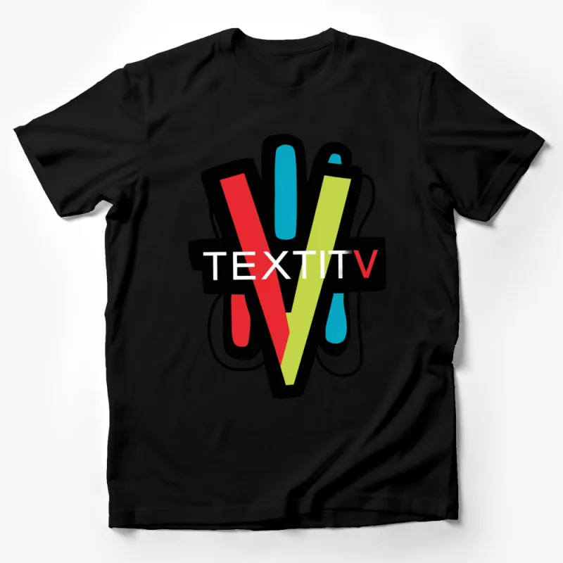 Bold Colorful Graphic Text T-Shirt, Stylish Unisex Tee, Vibrant Artistic Apparel Male T-Shirt