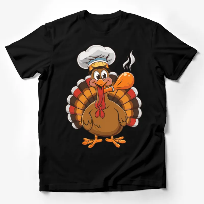 Funny Chef Turkey Thanksgiving T-Shirt, Cute Cartoon Turkey Cook Tee, Fall Season Family Apparel Male T-Shirt