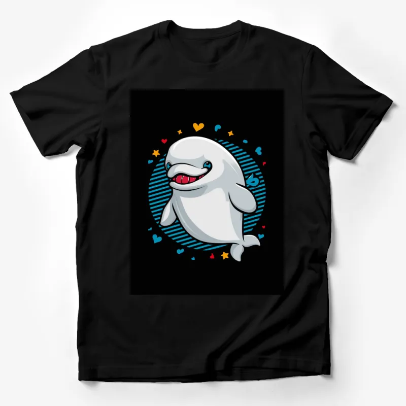 Cute Dolphin Graphic T-Shirt, Happy Dolphin in Love, Fun Ocean Animal Tee, Gift for Marine Life Enthusiasts Male T-Shirt