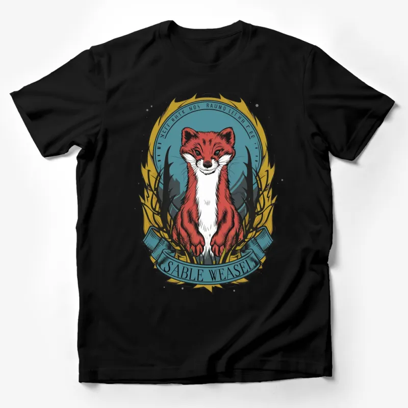 Sable Weasel Fox Graphic T-Shirt, Vintage Animal Emblem, Nature Inspired Apparel for Men and Women Male T-Shirt