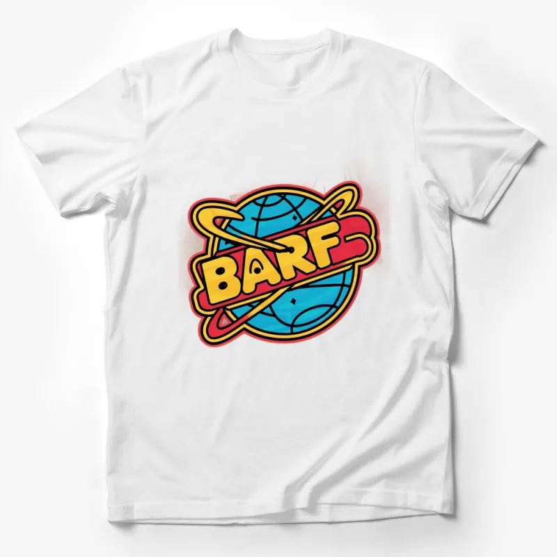 Colorful BARF Logo T-Shirt, Retro Comic Style, Casual Streetwear Unisex Top Male T-Shirt