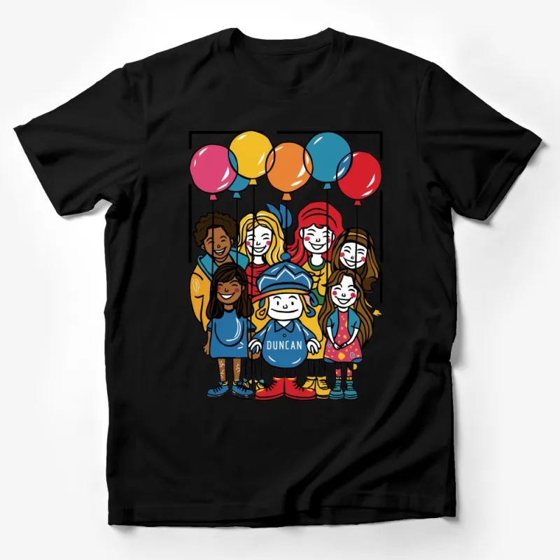 Colorful Kids Balloon Party Cartoon T-Shirt, Fun Birthday Celebration Tee for Children Male T-Shirt