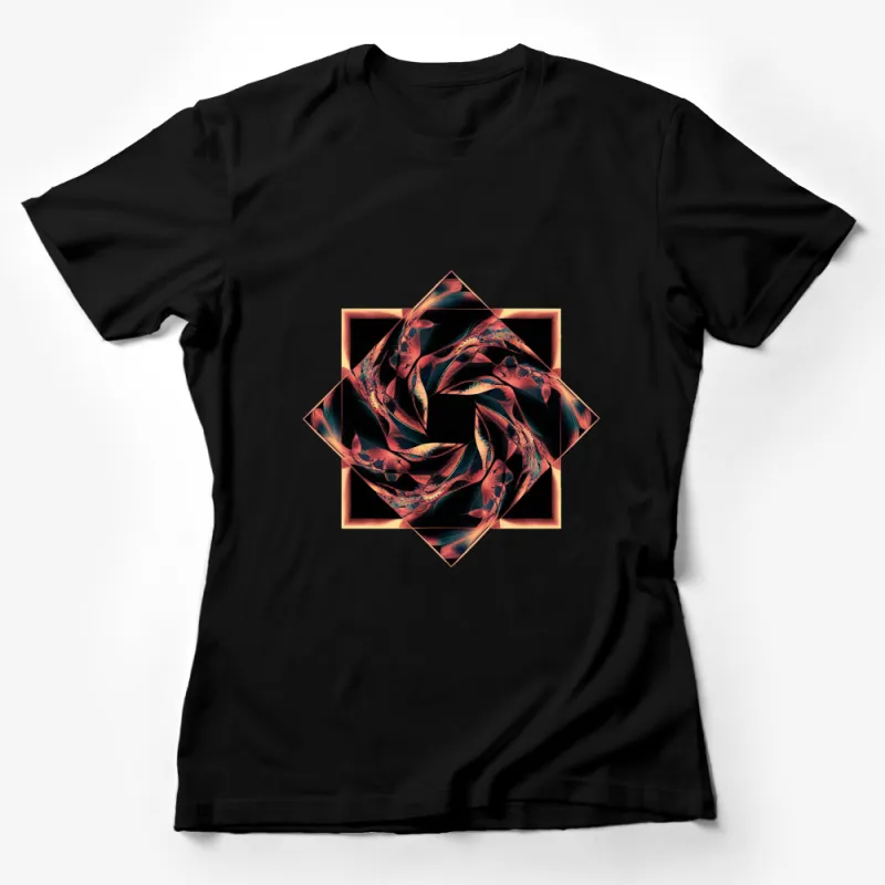 Abstract Geometric Spiral Design T-Shirt, Unisex, Artistic Modern Graphic Tee, Unique Pattern Female T-Shirt