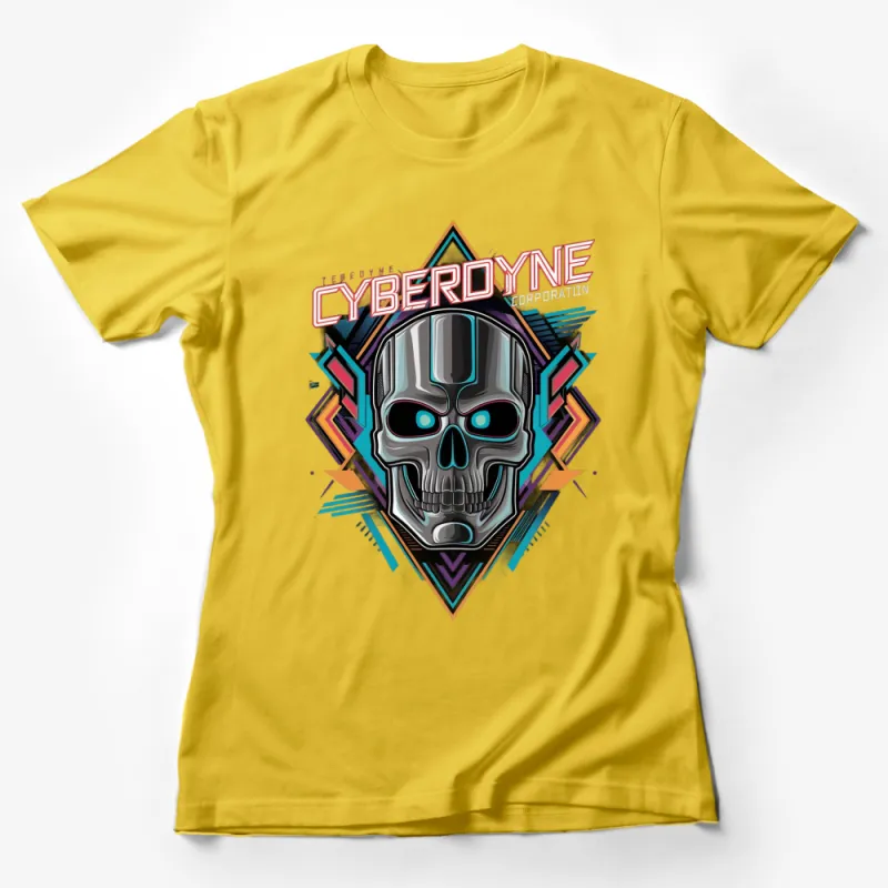 Cyberdyne Corporation Graphic T-Shirt, Sci-Fi Skull Design, Retro Color Explosion Tee Female T-Shirt