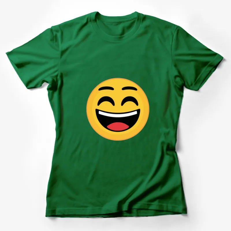 Laughing Emoji T-Shirt, Yellow Smile Graphic Tee, Fun Casual Apparel, Unisex Female T-Shirt