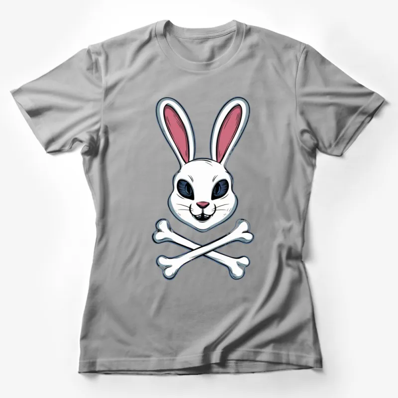 Creepy Bunny Skull Crossbones T-Shirt, Unique Rabbit Lover Gift, Halloween Spooky Graphic Tee Female T-Shirt