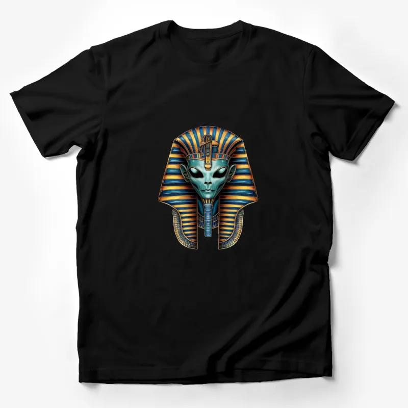 Egyptian Alien Pharaoh Graphic T-Shirt, Ancient Egypt Meets Sci-Fi, Unique Alien Art Tee, Unisex Male T-Shirt