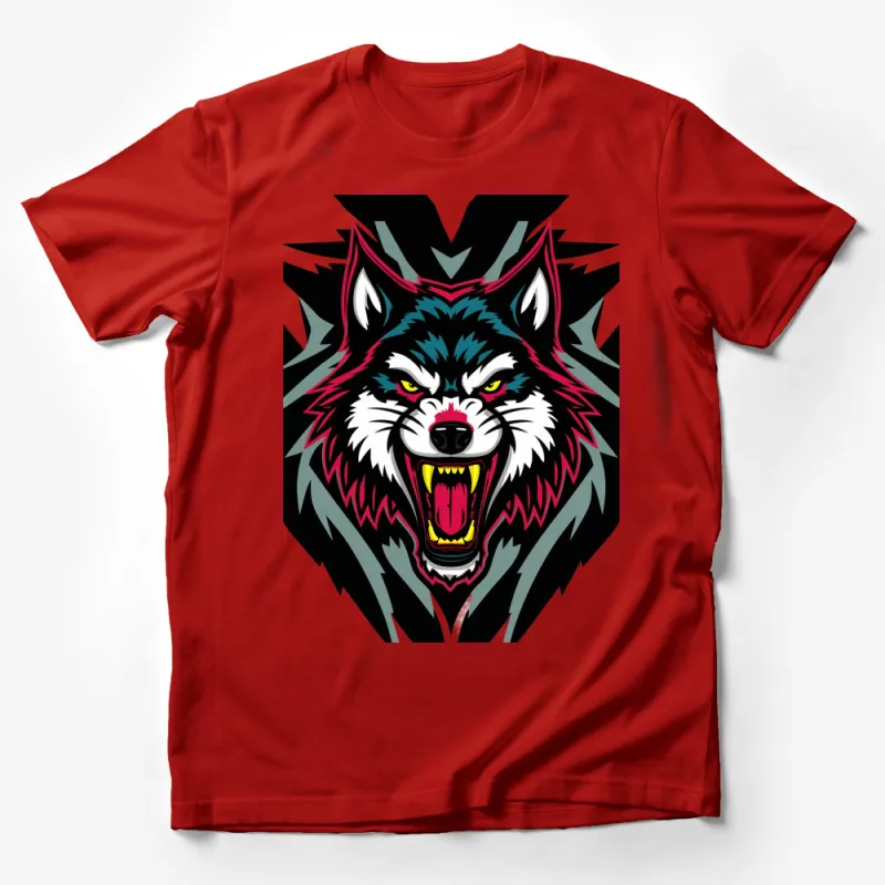 Fierce Wolf Face Graphic T-Shirt, Men's Women's Unisex, Bold Animal Print, Casual Streetwear Style Male T-Shirt