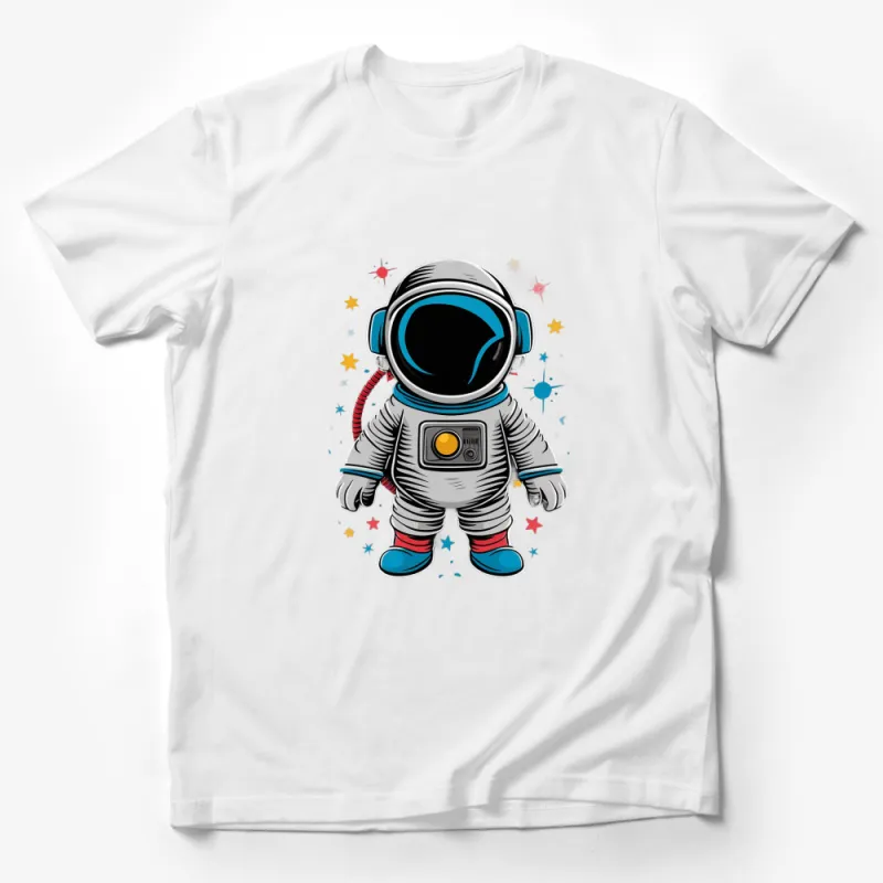 Kids Space Astronaut T-Shirt, Colorful Cartoon Cosmonaut Tee, Boys and Girls Outer Space Top Male T-Shirt