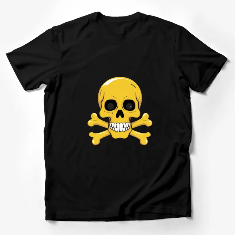 Yellow Skull and Crossbones T-Shirt, Unisex Graphic Tee, Casual Streetwear, Bold Statement Shirt Male T-Shirt