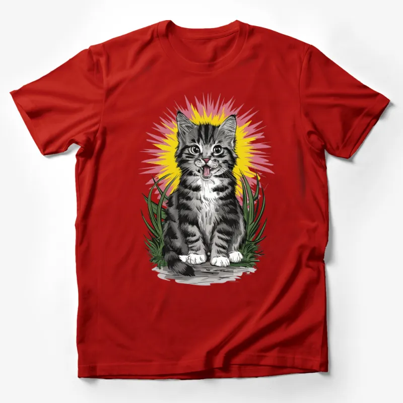 Cute Tabby Kitten T-Shirt, Adorable Cat Graphic Tee, Fun Cat Lover Gift, Unisex Cat Shirt Male T-Shirt