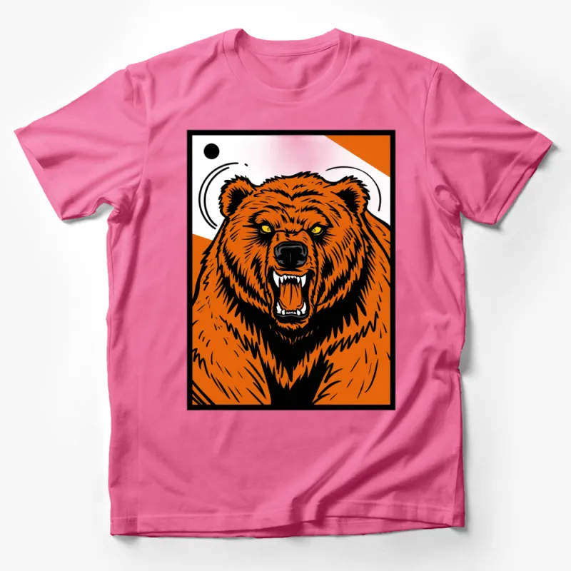 Angry Bear Graphic T-Shirt, Vintage Inspired Bear Roaring Tee, Bold Animal Design, Unisex Shirt Male T-Shirt