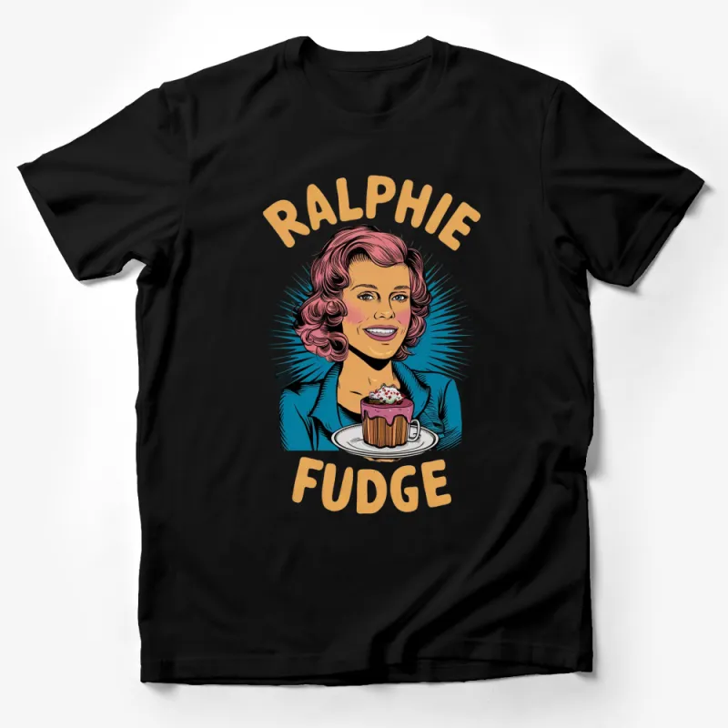 Vintage Ralphie Fudge T-Shirt, Retro Pink Hair Woman Graphic Tee, 50s Style Cafe Fashion Top Male T-Shirt