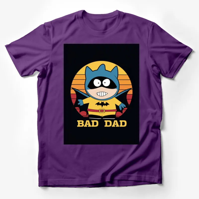 Funny Bad Dad Batman T-Shirt, Retro Cartoon Superhero Tee, Unique Gift for Fathers Male T-Shirt