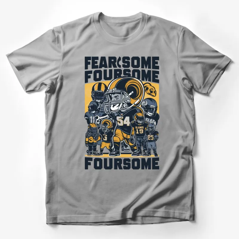 Vintage Football Team Graphic Tee, Fearsome Foursome Inspired Design, Retro Sports Shirt Male T-Shirt