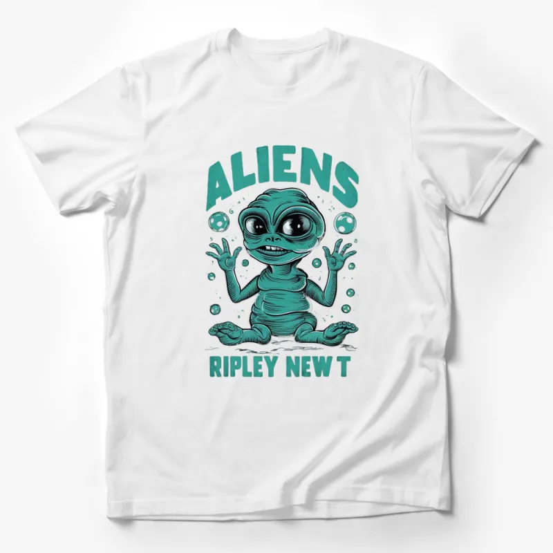 Alien Cartoon Character T-Shirt, Funny Extraterrestrial Graphic Tee, Space Lover Casual Wear Male T-Shirt