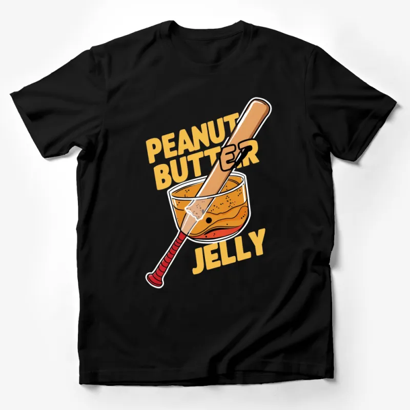 Peanut Butter Jelly Time T-Shirt, Fun Food Graphic Tee for Men and Women, Baseball Bat and Spoon Design Male T-Shirt