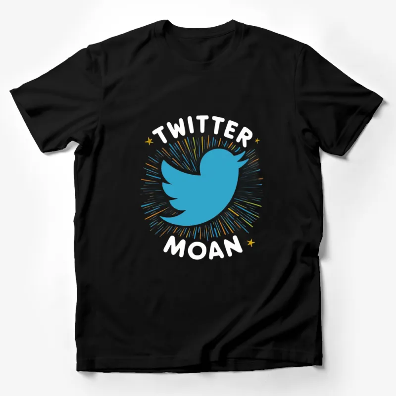 Twitter Moan Blue Bird Logo T-Shirt, Unisex Social Media Inspired Tee, Fashionable Casual Streetwear, Trendy Graphic Shirt Male T-Shirt