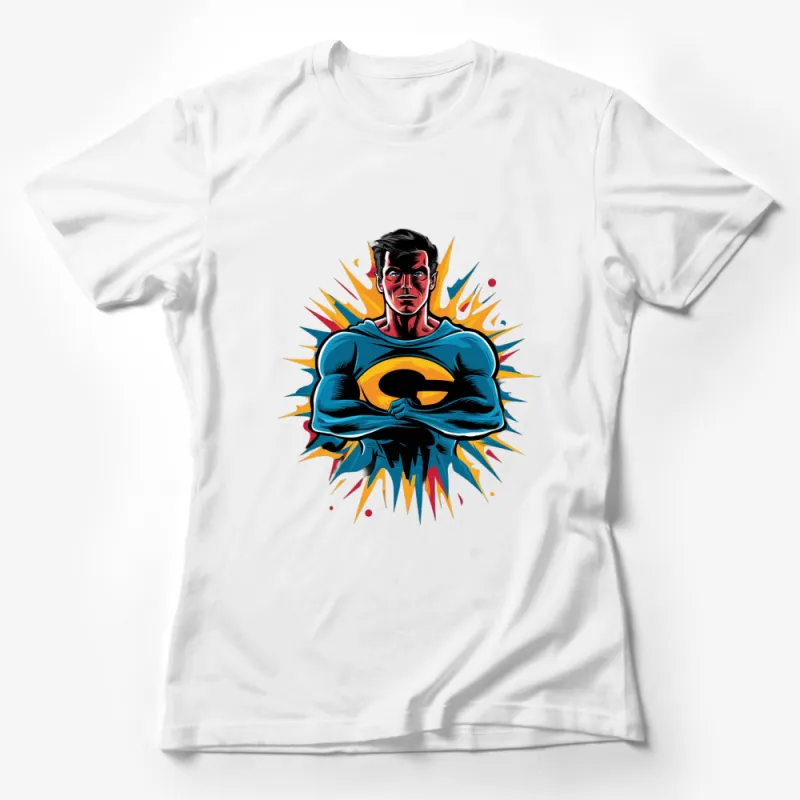 Vibrant Superhero T-Shirt, Colorful Comic Style Hero Graphic Tee, Unique Gift for Fans Female T-Shirt