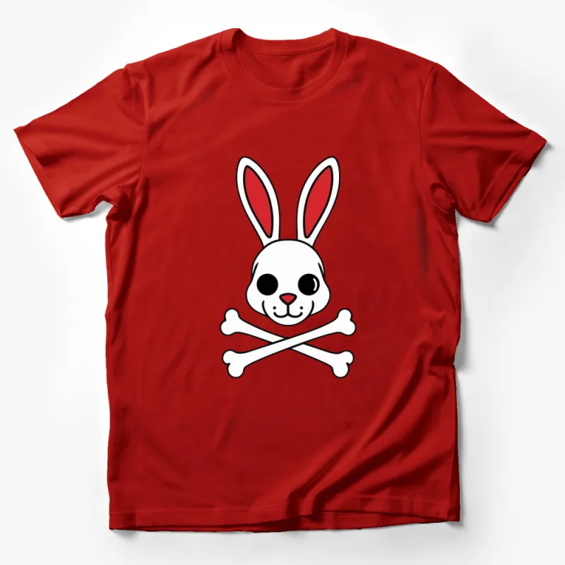 Cute Bunny Skull and Crossbones T-Shirt, Funny Rabbit Pirate Tee, Unisex Graphic Shirt Male T-Shirt