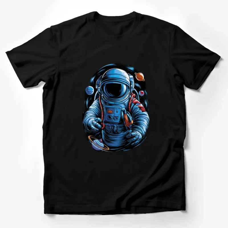 Astronaut Space Suit Graphic T-Shirt, Cool Galaxy Design Tee, Unisex Casual Wear, Sci-Fi Apparel Male T-Shirt