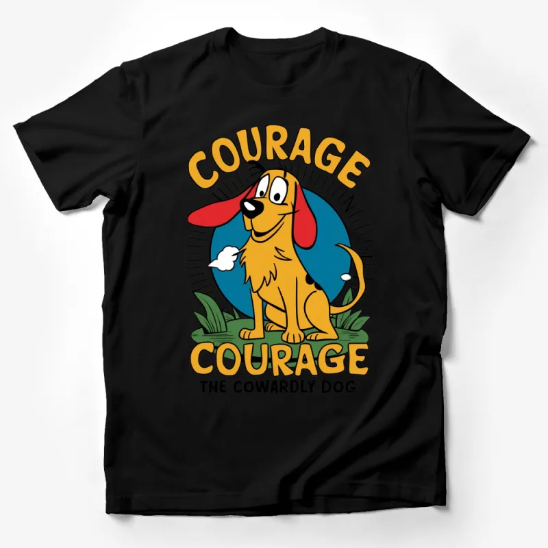 Courage the Cowardly Dog Cartoon Graphic T-Shirt, Retro 90s Kids Show Tee, Colorful Vintage Style Top for Fans Male T-Shirt