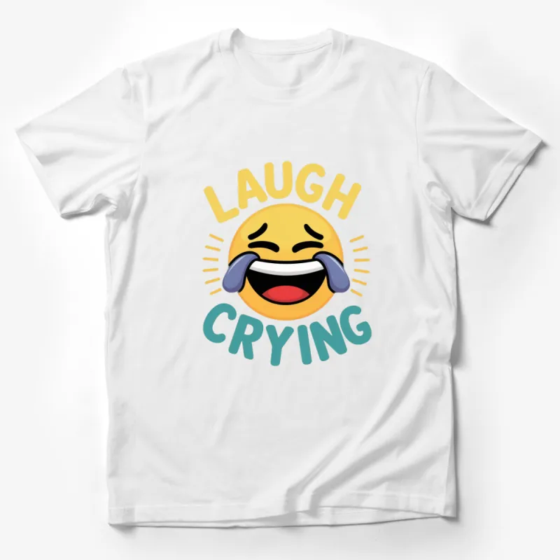 Laughing Crying Emoji T-Shirt, Fun Yellow Emoticon Tee, Unisex Graphic Shirt, Casual Wear For All Ages Male T-Shirt