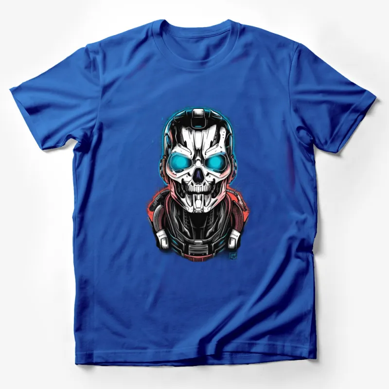 Futuristic Skull Robot Graphic T-Shirt, Cyberpunk Style Tee, Sci-Fi Art, Cool Men's Clothing Male T-Shirt