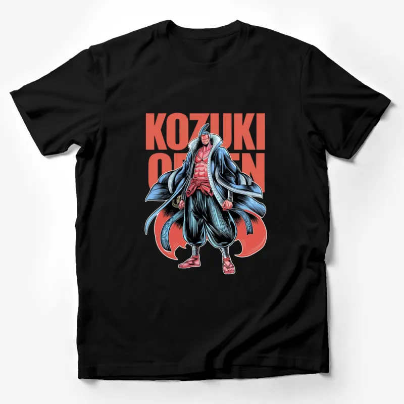 Kozuki Oden Samurai Warrior T-Shirt, Japanese Manga Inspired Graphic Tee, Bold Red and Blue Colors Male T-Shirt